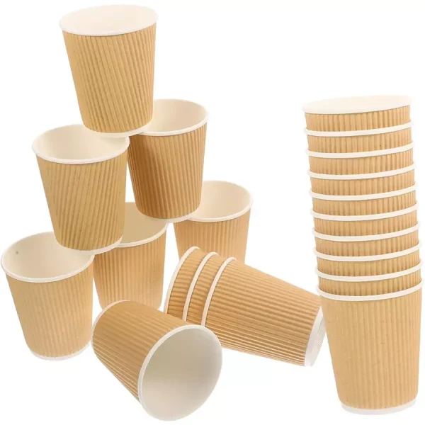 Generic 150 ml Disposable Ripple Beverage Cup Brown (Pack of 100 Pcs)