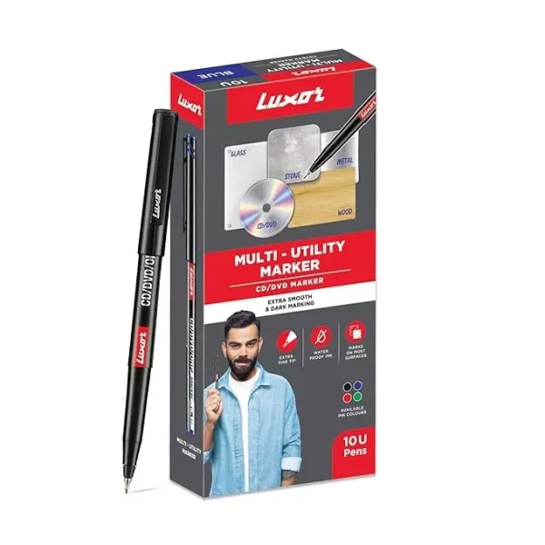 Luxor 1237 CD/DVD/OHP Fine Tip Black Permanent Marker (Pack of 20)