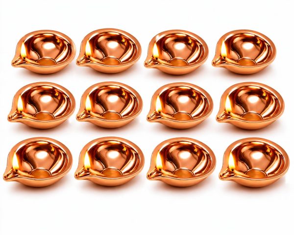 Copper Diya for Puja Small Size Kodia Pooja Home Set Tamba Diva ka Traditional Dia for Diwali Gifting Distributing Handheld Badha Kodiya 3.3 cm Dia...