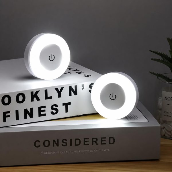 FLYNGO Touch Control Wireless LED Night Light, USB Rechargeable Magnetic Stick-On Light with Adjustable Brightness for Closet, Wardrobe, Bedroom,...