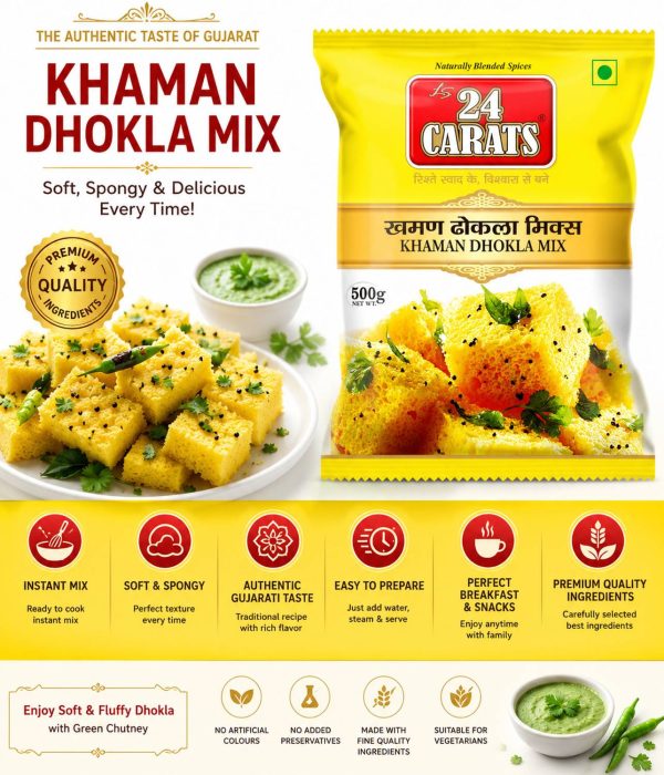 24 carats Khaman Dhokla Mix | Instant Gujarati Snack Mix 500 g