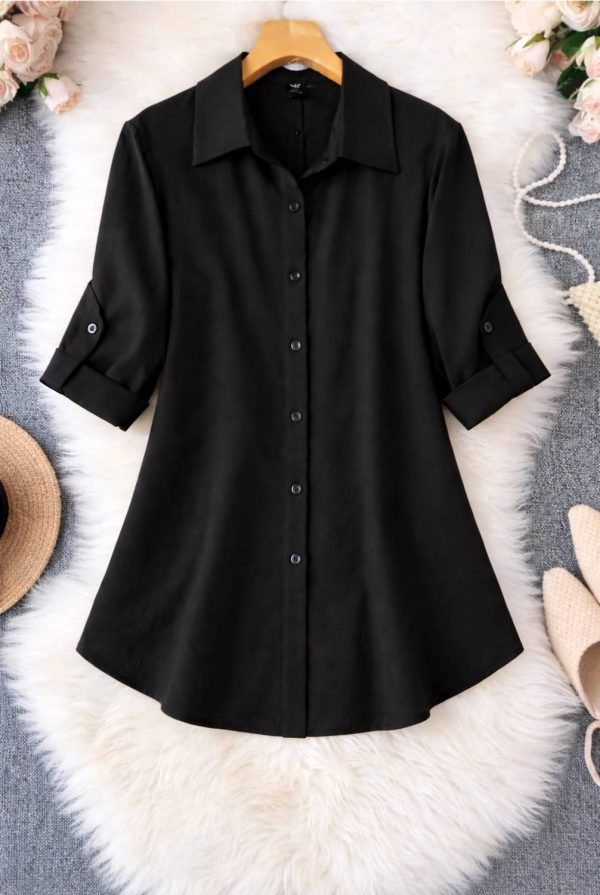 ABCD Women Solid Casual Black Shirt