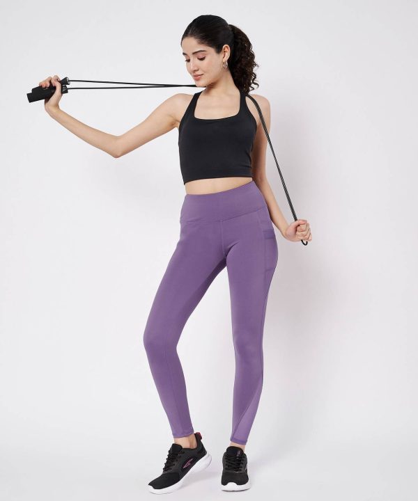 Adrenex by Flipkart Solid Women Purple Tights