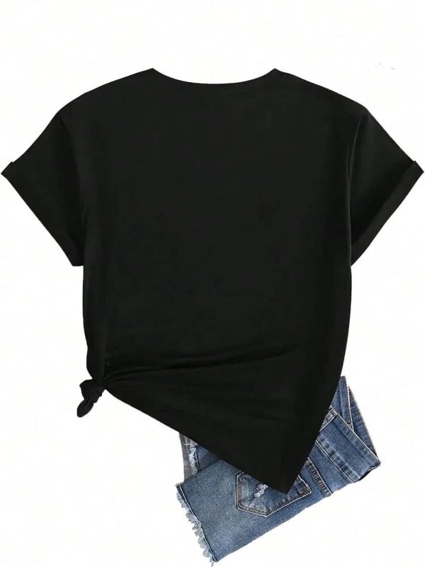 AKIRADVISORY Graphic Print Women Round Neck Black T-Shirt