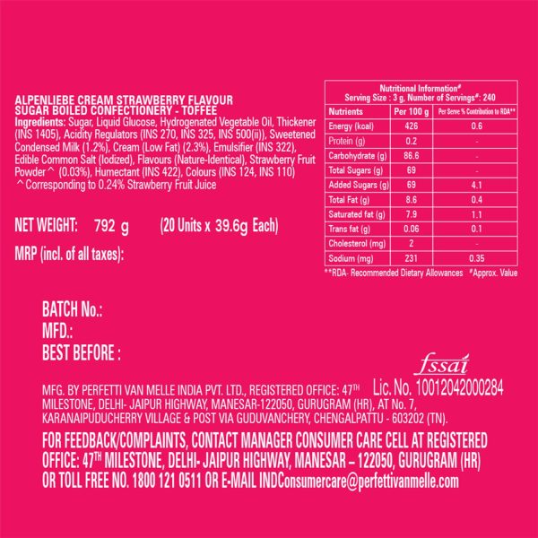 Alpenliebe Toffee Cream Strawberry Toffee