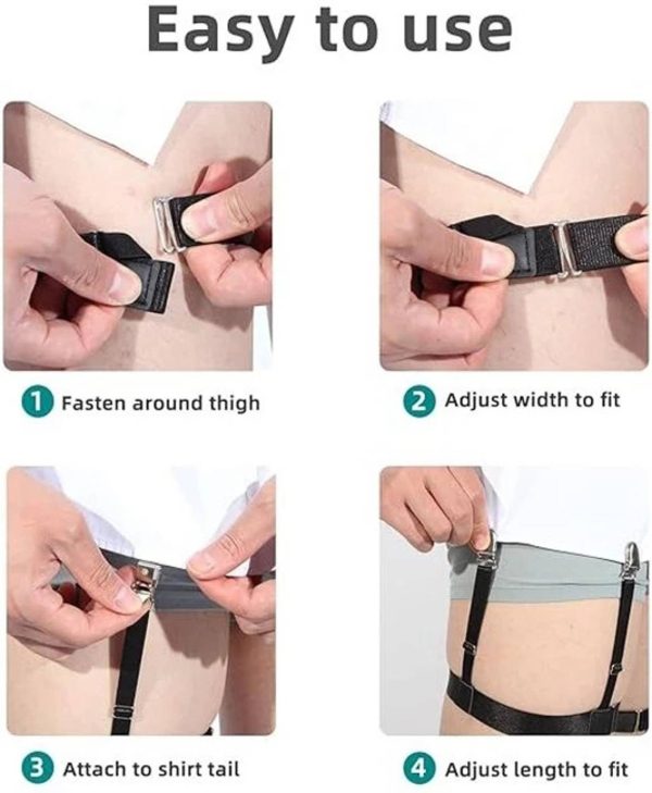 AM AmorMente ™ Shirt Stays For Men, Shirt Holder For Men, Adjustable Elastic Shirt Garter