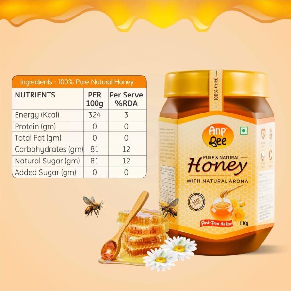ANP BEE Raw Unpasteurized Pure Honey 1 KG Pack | NMR Tested I Unfiltered Honey