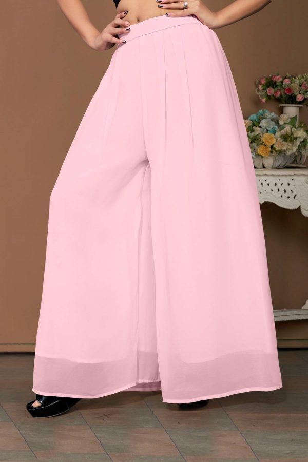 Anti Wrinkle Designer Flared Women Pink Trousers
