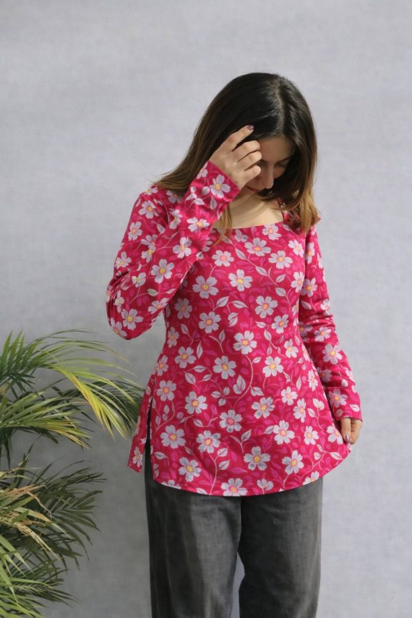 AOSLY Casual Printed Women Blue, Red Top