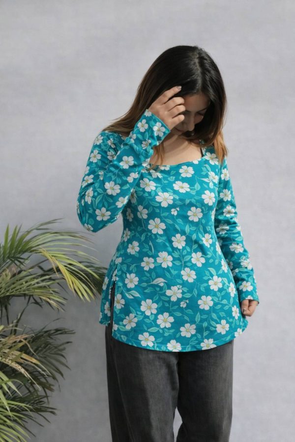 AOSLY Casual Printed Women Pink, Blue Top