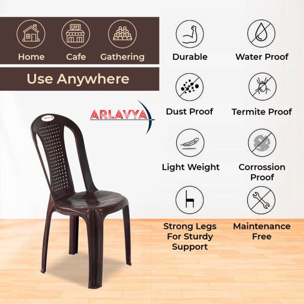 ARLAVYA Strong and Durable 4 Seater Dining Table Set for Home Garden Cafeteria Plastic 4 Seater Dining Set