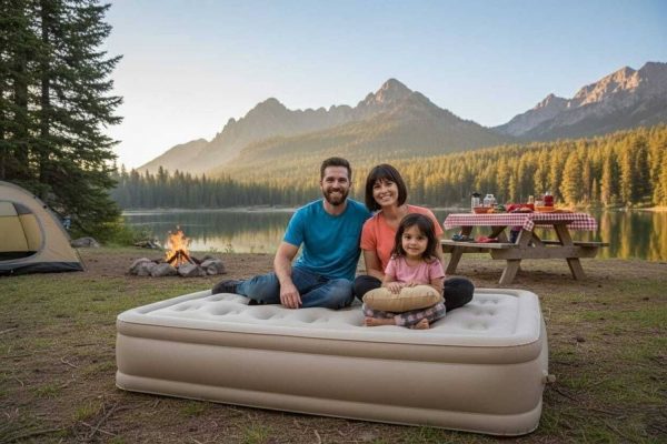 Artronics Inflatable Air Bed Mattress Air Sofa Cum Bed Portable Sleeping Air Bed for Room Leatherette 2 Seater Inflatable Sofa