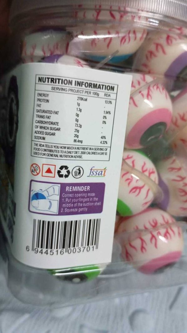 AS enterprises 3D Bursting Eye Ball Candy Center Filled Gummy Candy Jelly Balls 30Pcs jar Strawberry, Orange, Grape, Apple Jelly Candy