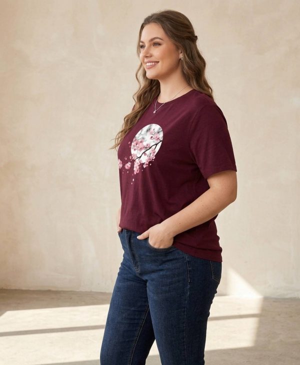 Ascenzo Printed, Floral Print Women Round Neck Maroon T-Shirt