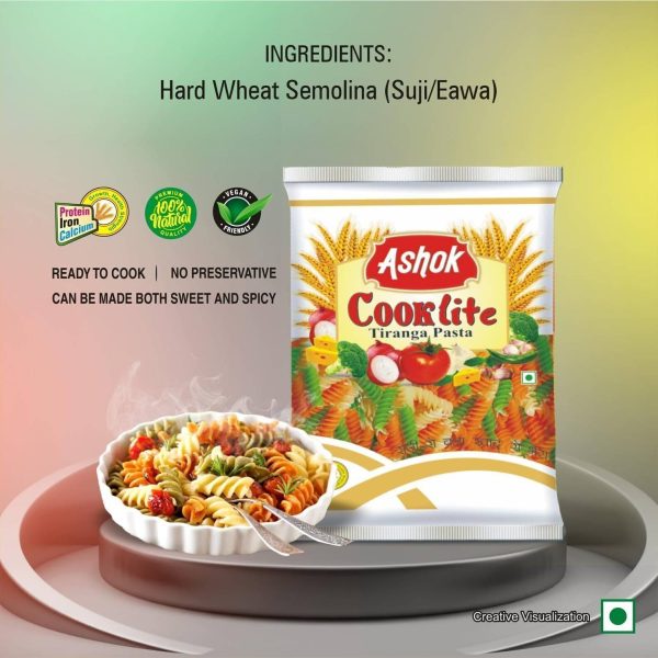 Ashok Cooklite Suji Tiranga Pasta Fusilli Pasta (1Kg) Fusilli Pasta