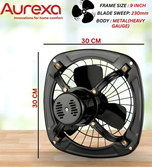 AUREXA Airflow Pro 9 Inch Metal |High Speed|100% Copper motor|Energy Efficient 230 mm Exhaust Fan