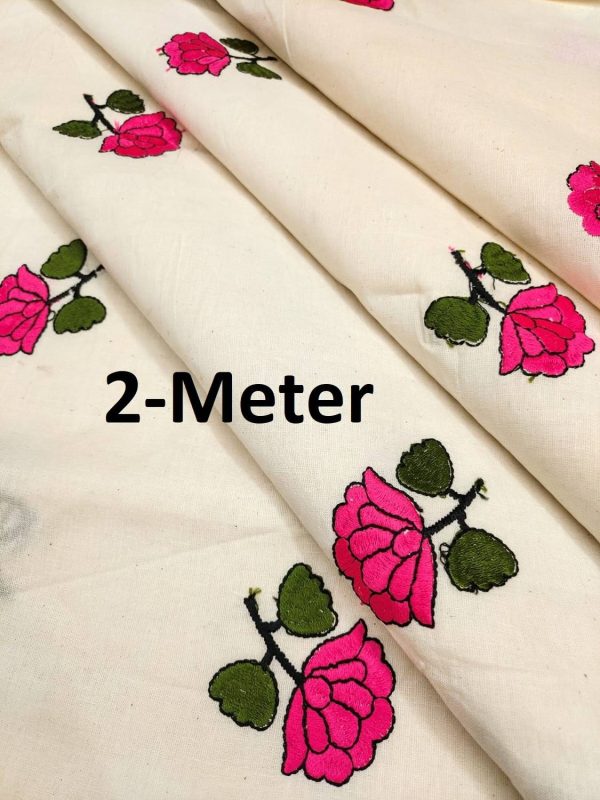 Bansidhar Fabrics Pure Cotton Embroidered, Self Design Suit Fabric