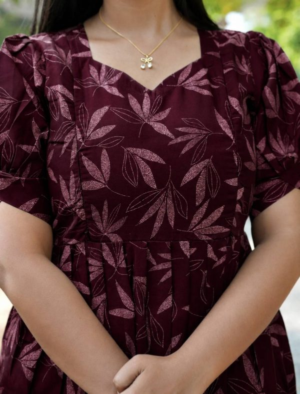 Benicia Women Tiered Maroon Above Knee/Mid Thigh Length Dress