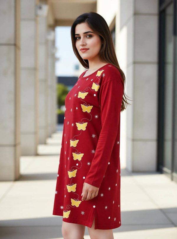 BG ONLINE Printed Women Round Neck Maroon T-Shirt