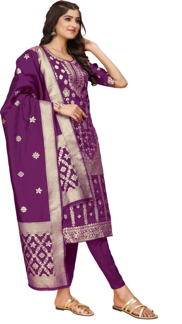 BHASUMI Art Silk Self Design Salwar Suit Material