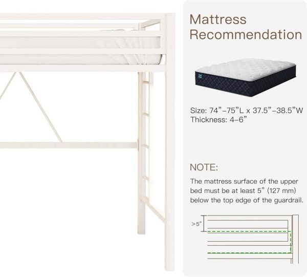 BhaviHandicraft Loft Bed Twin Size, Multifunctional Twin Bed with Safety Guard. Metal Bunk Bed