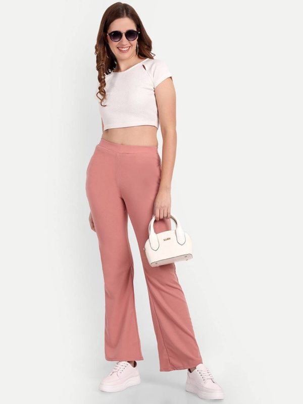 Broadstar Flared Women Pink Trousers