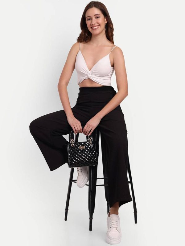 Broadstar Loose Fit Women Black Trousers