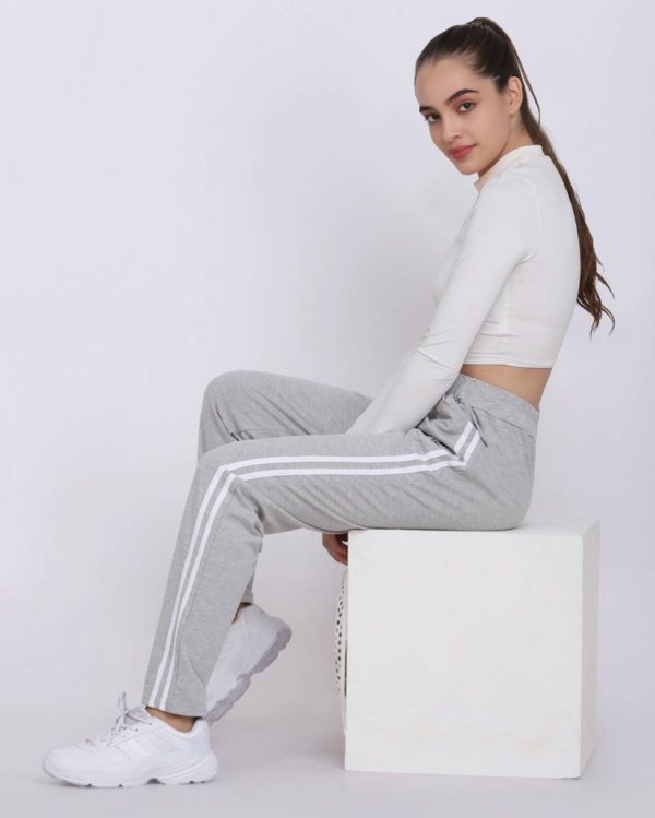 BTMZ Striped Women Grey, Black Track Pants