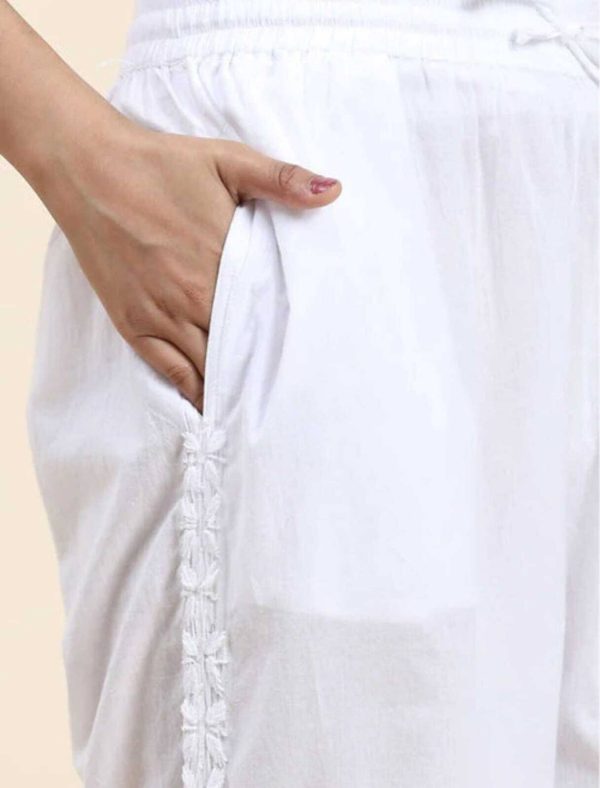 Chikan Mart Cotton Blend Embroidered Salwar