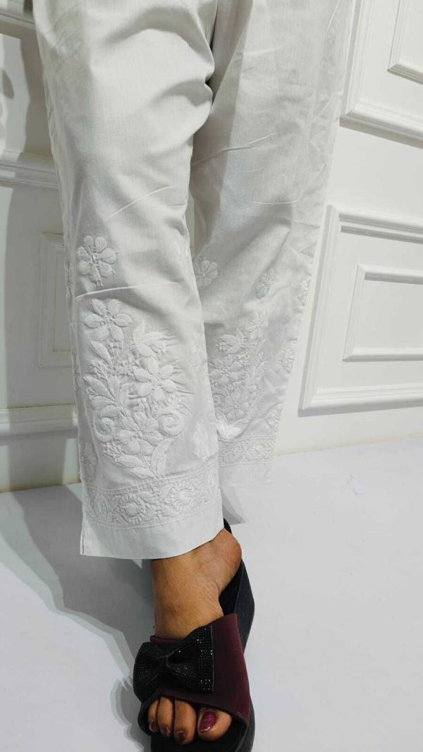 Chikan Mart Loose Fit, Relaxed Women White Trousers