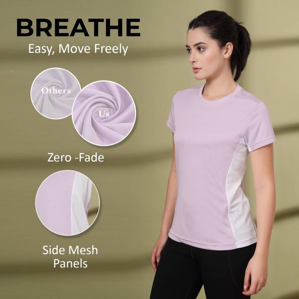 CHKOKKO Solid Women Round Neck Purple T-Shirt