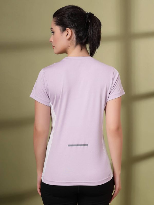CHKOKKO Solid Women Round Neck Purple T-Shirt