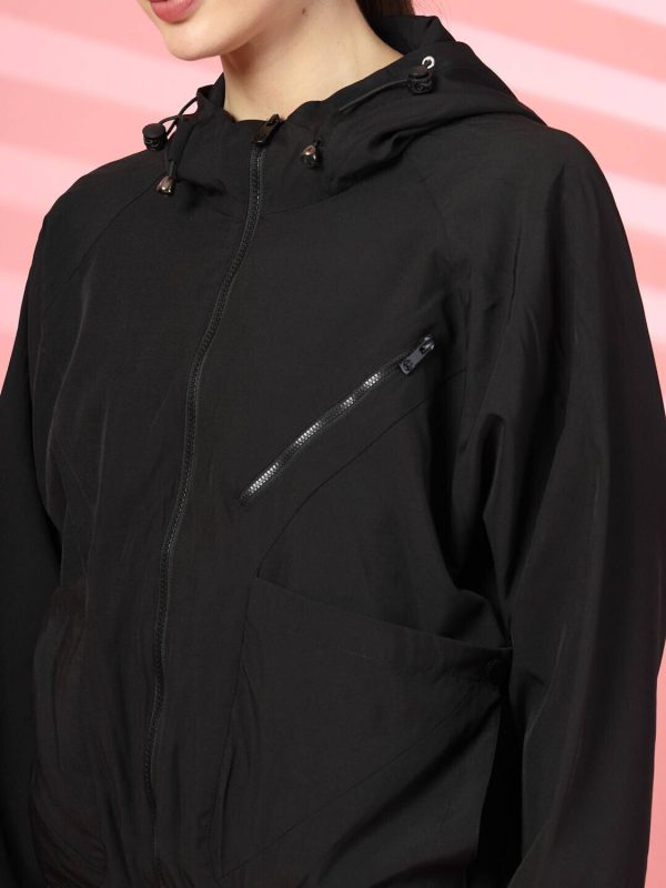 CHKOKKO Solid Women Wind Cheater