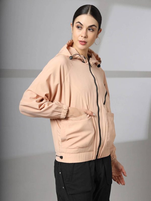 CHKOKKO Solid Women Wind Cheater
