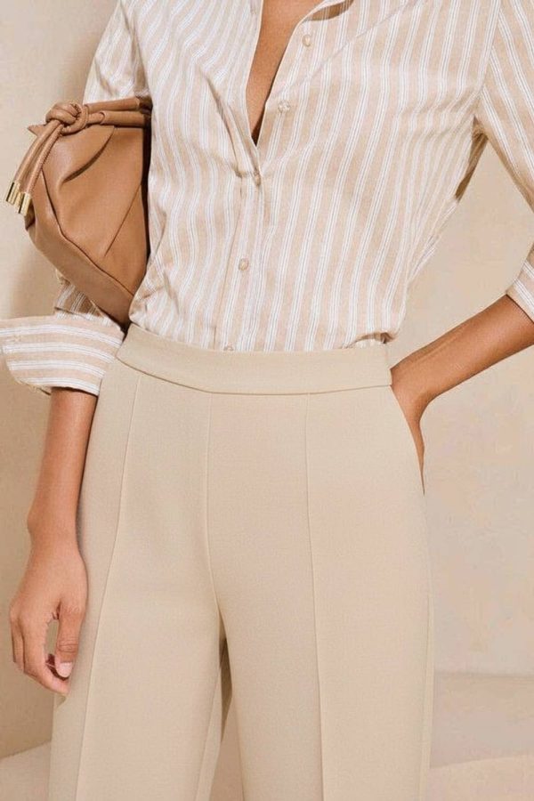CLOWALL Regular Fit Women Beige Trousers