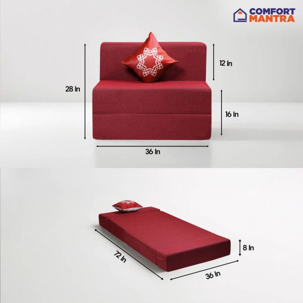 Comfort Mantra Comfort Mantra 6*3 Jute Fabric Washable Cover with 1 Cushion 1 Seater Double Foam Fold Out Sofa Cum Bed