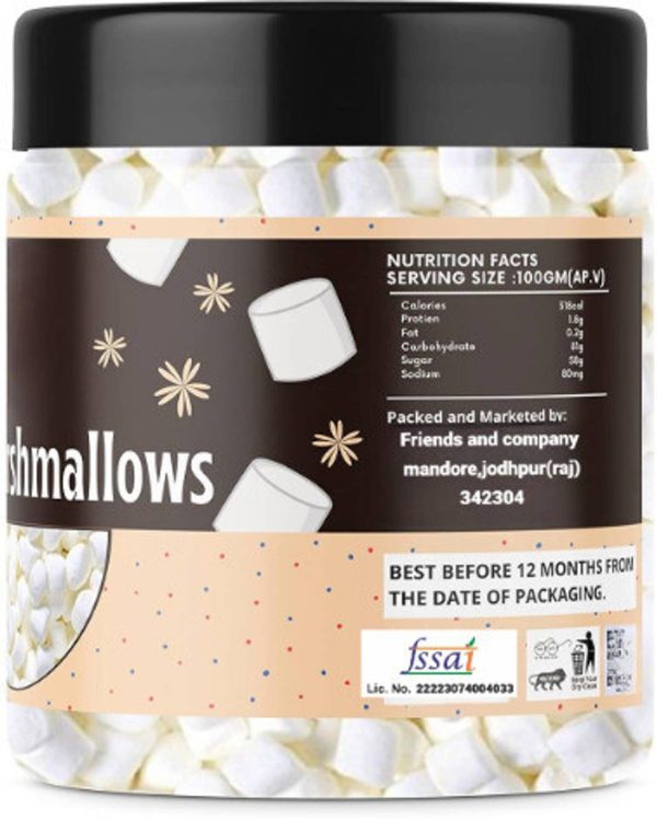 crispcraze Marshmallows 150gm | Soft, Fluffy & Cylindrical Shape | Vanilla Mist Flavor vanilla Marshmallow