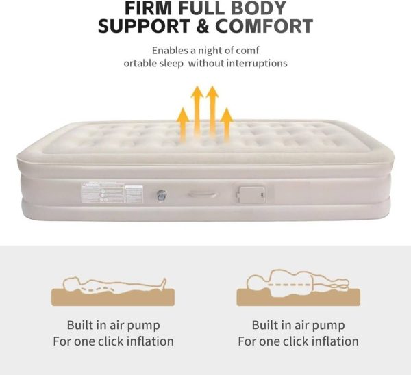 Curvescape Single Inflatable Air Mattress with Built-in Pump, Portable Camping Air Bed Polyester 2 Seater Inflatable Sofa