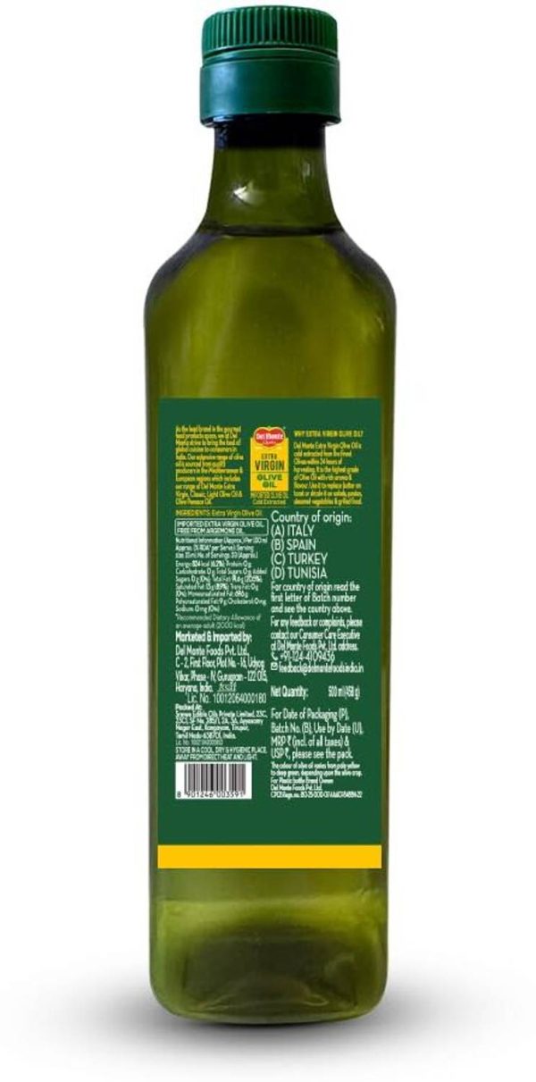Del Monte Extra Virgin Olive Oil | Cold Extracted from A1 Grade Olive Olive Oil
