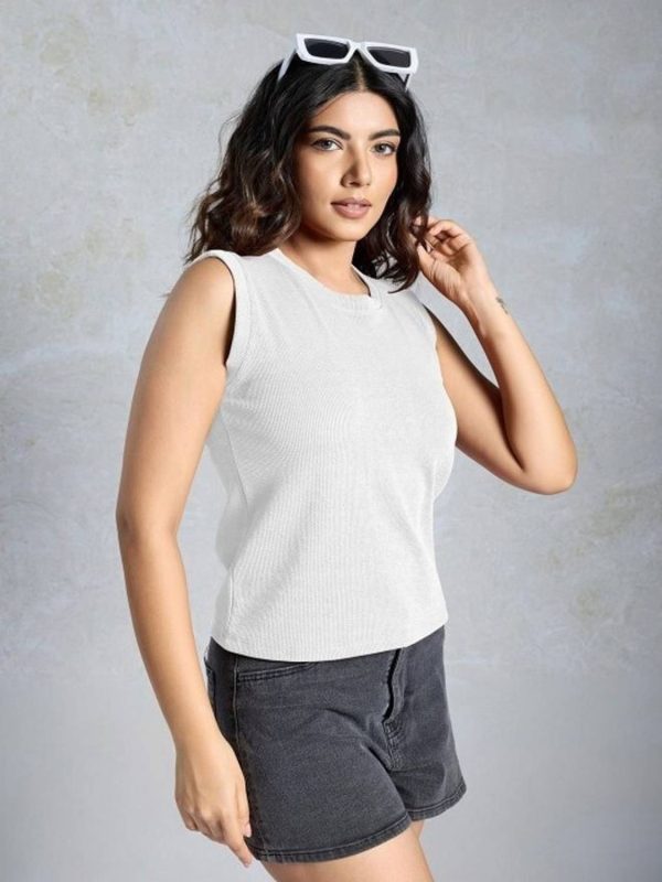Dharm Enterprise Self Design Women Round Neck White T-Shirt