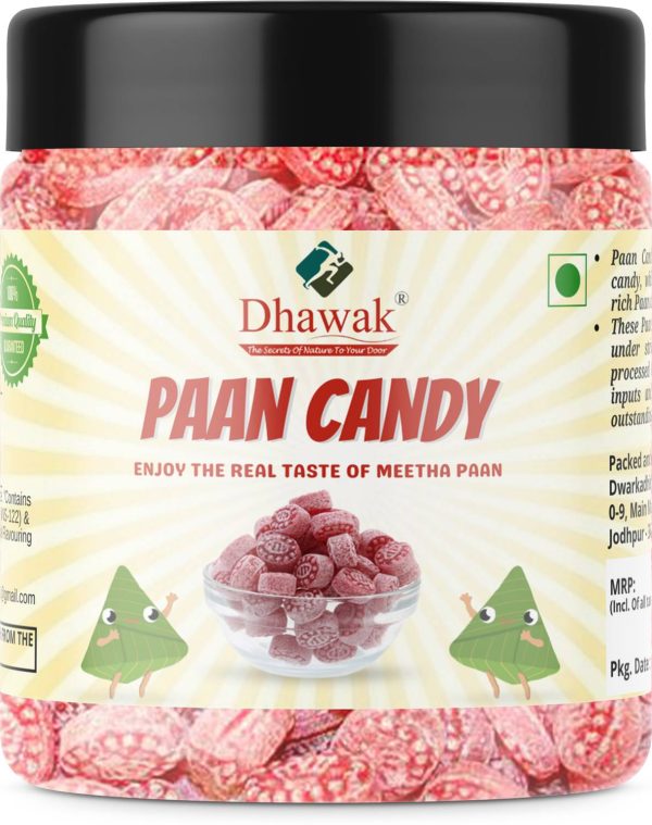 Dhawak Combo of Candies Orange, Black, Paan, & Mint Candy 300 gms Each|Jar Pack Pudina, Orange, Paan, Black Pepper Candy