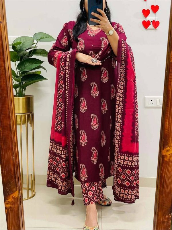 Dholiwal Fashion Printed Kurta, Trouser/Pant & Dupatta Set
