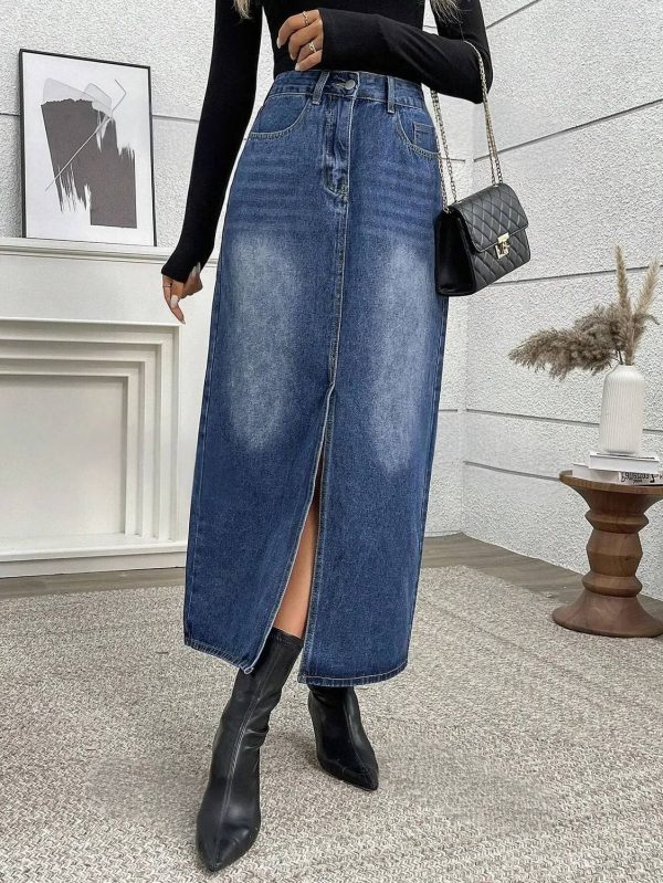 dolsia Washed Women Pencil Blue Skirt
