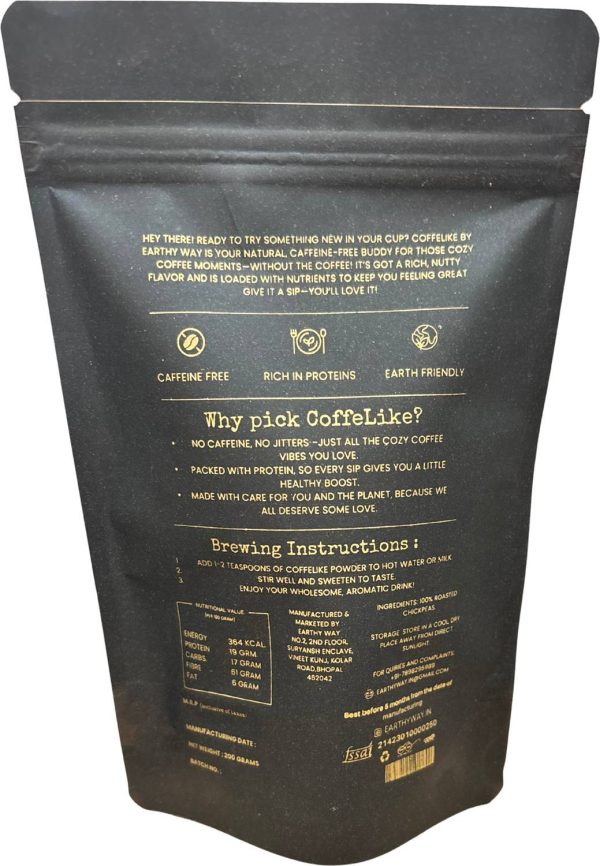 earthy way Caffeine‑Free Chickpea Coffee – 100% Natural Roasted Chickpea, Coffee Substitute 200 g
