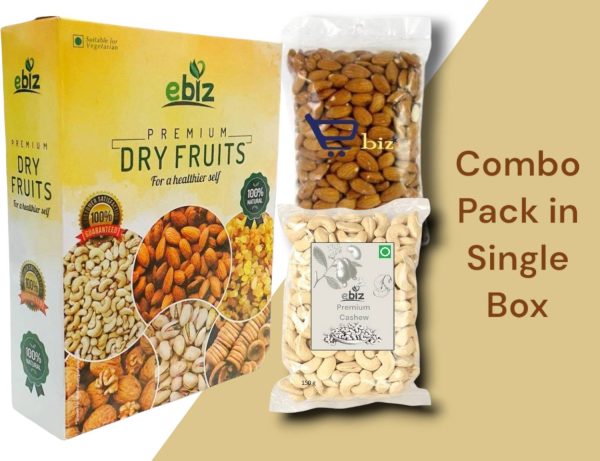 eBiz dry fruits Premium Cashews Almond 200g Kaju Badam Combopack(2x200g)in single box Combo