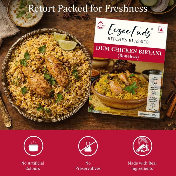 Eezee Fudz by Eezee Fudz Ready To Eat Dum Chicken Biryani (Boneless)