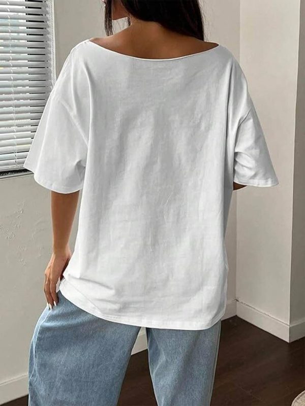 ELBATROSS Printed Women Round Neck White T-Shirt