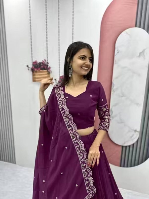 Enogiya Embroidered Semi Stitched Lehenga Choli