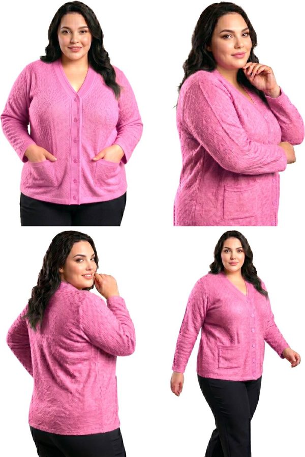 ENOV Solid V Neck Casual Women Pink Sweater