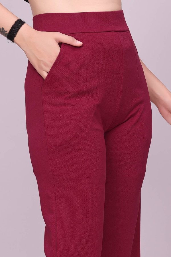 Evershnie Comfort Fit Women Maroon Trousers
